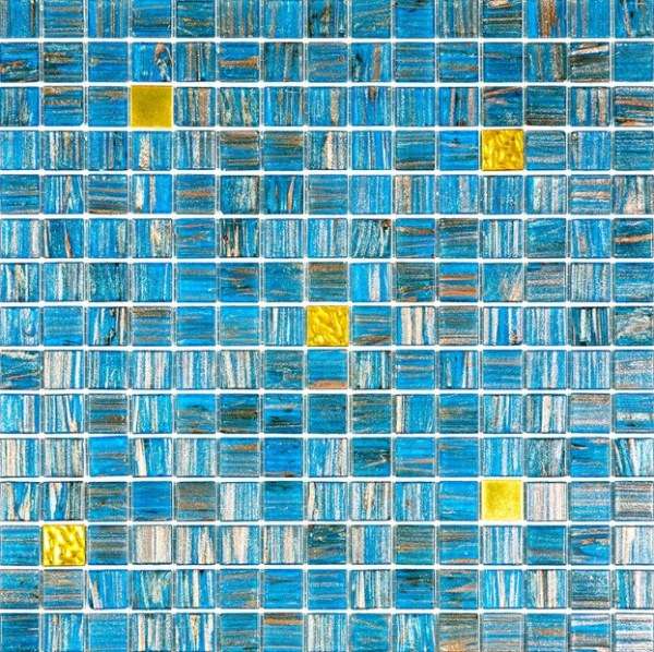 Мозаика Alma Mosaic Смеси 20 New PoseidonGM, цвет жёлтый синий, поверхность глянцевая, квадрат, 327x327
