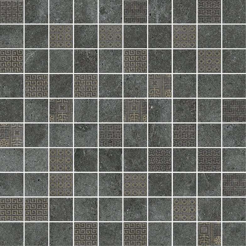 Мозаика Versace Greek Mosaico T100 Decorato Antracite 261213, цвет чёрный, поверхность матовая, квадрат, 400x400
