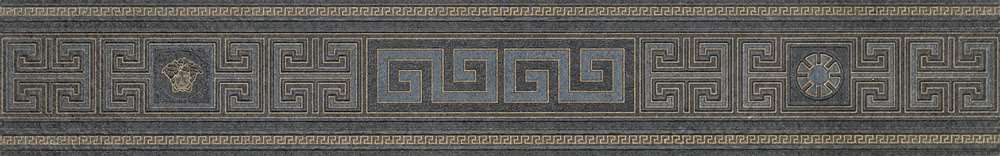 Бордюры Versace Greek Fascia Antracite Oro 261125, цвет чёрный, поверхность матовая, прямоугольник, 125x800