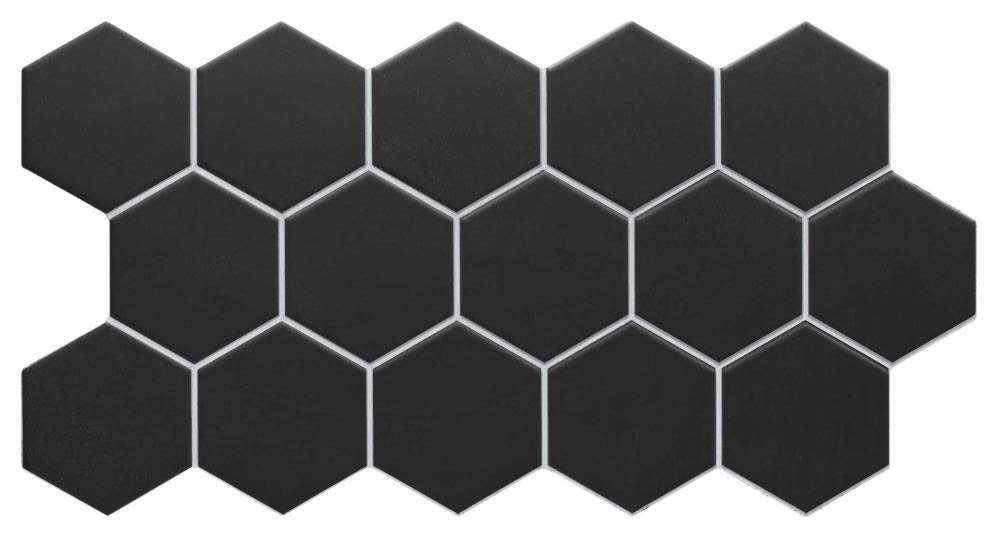 Керамогранит Realonda Hex Black, цвет чёрный, поверхность матовая, прямоугольник, 265x510