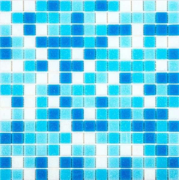 Мозаика Alma Mosaic Смеси 20 Mist(m) CES/101-2(m), цвет белый синий голубой, поверхность глянцевая, квадрат, 327x327