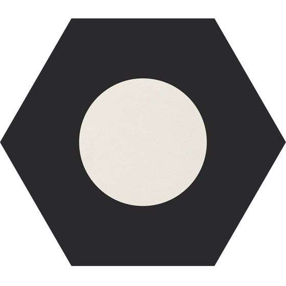 Керамогранит Ornamenta Corebasic Dot-Negative White CB60DNW, цвет чёрно-белый, поверхность матовая, шестиугольник, 600x600