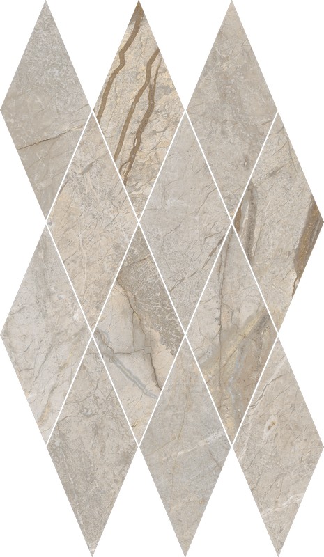 Мозаика Italon Stellaris Mosaico Diamond Elegant Silver 620110000206, цвет серый, поверхность матовая, ромб, 280x480