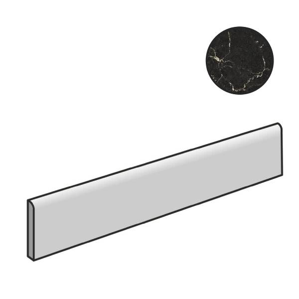 Бордюры Piemme Marmi-Reali Batt. Nero Reale 71250, цвет чёрный, поверхность полированная, прямоугольник, 80x600