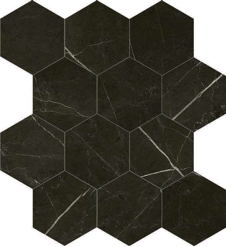 Мозаика Caesar Anima Graphite Comp. Esagono ACKV, цвет серый тёмный, поверхность полированная, шестиугольник, 285x330
