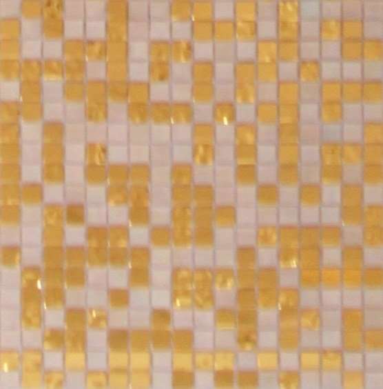 Мозаика Alma Mosaic Растяжки 15 DE-11(m) MIX 9 (последний микс), цвет белый бежевый, поверхность глянцевая, квадрат, 295x295