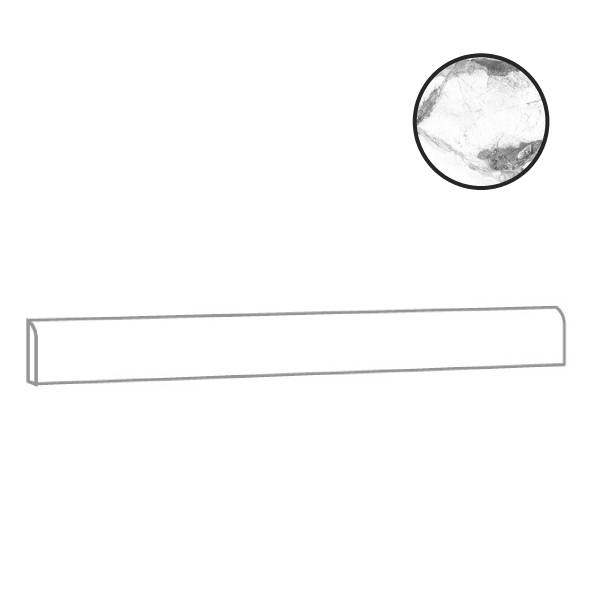 Бордюры Alfalux Marvilla Pro Cellini Battiscopa Matt Rett T203051, цвет белый серый, поверхность матовая, прямоугольник, 75x900