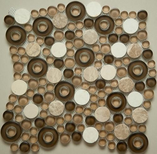 Мозаика NS Mosaic S-825, цвет коричневый, поверхность глянцевая, квадрат, 280x280