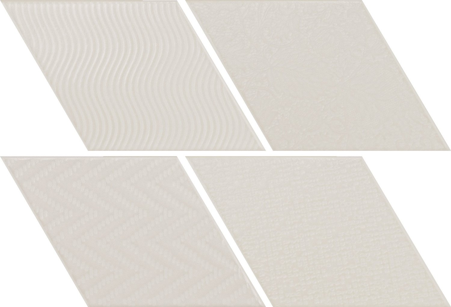 Керамическая плитка Equipe Rhombus White 21294, цвет белый, поверхность матовая, ромб, 140x240