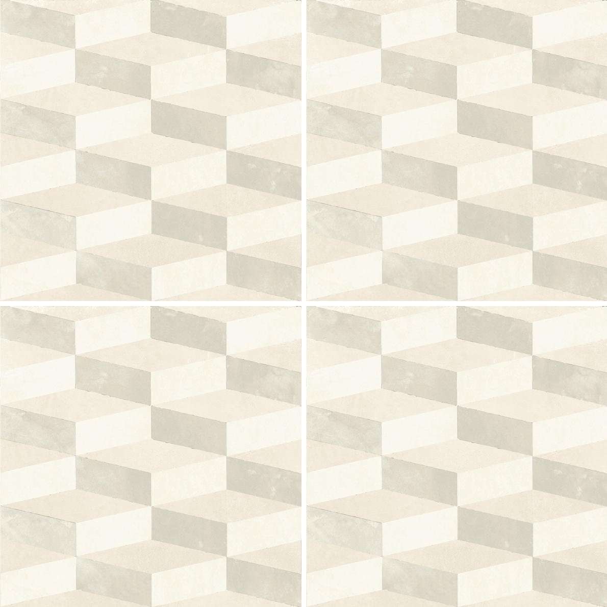 Керамогранит Mutina Azulej Cubo Bianco PUA15, цвет бежевый, поверхность матовая, квадрат, 200x200