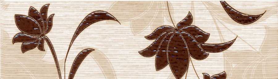 Бордюры Terracotta Бордюр Laura Flower Шоколадный, цвет коричневый, поверхность глянцевая, прямоугольник, 57x200