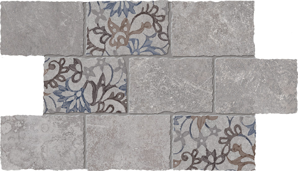 Мозаика Viva Heritage Mosaico Major Florita Deco Grey EGTT, цвет серый, поверхность матовая, прямоугольник, 300x450