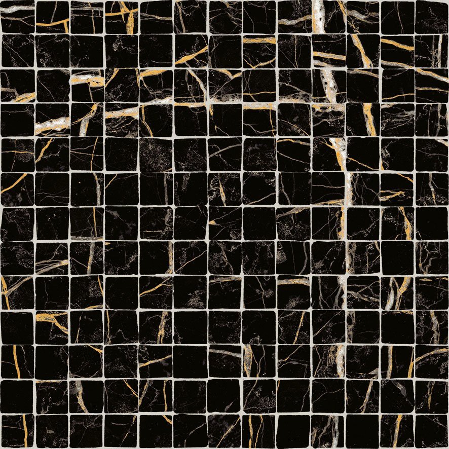 Мозаика Italon Charme Extra Laurent Mosaico Split 620110000075, цвет чёрный, поверхность патинированная, квадрат, 300x300