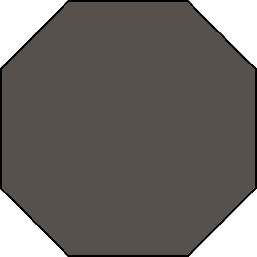 Керамогранит Ce.Si Art Deco Carbonio Ottagono, цвет чёрный тёмный, поверхность матовая, восьмиугольник, 100x100