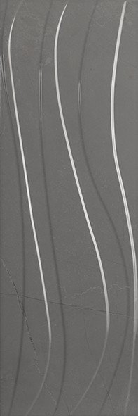 Керамическая плитка Keramex Rev. Nordkapp Wave Gris, цвет серый, поверхность глянцевая, прямоугольник, 200x600