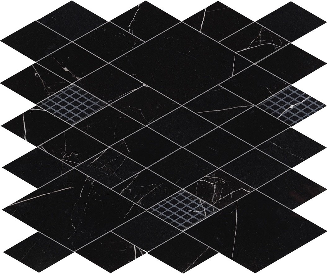 Мозаика Piemme Majestic Mos. Net Royal Nero Lev 02619, цвет чёрный, поверхность полированная, прямоугольник, 310x350