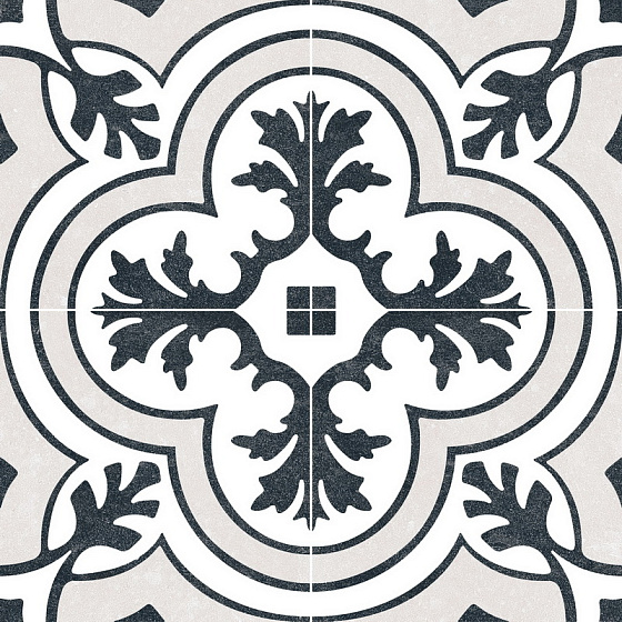Керамическая плитка Dual Gres Kian Carmen Graphite, цвет чёрно-белый, поверхность матовая, квадрат, 450x450