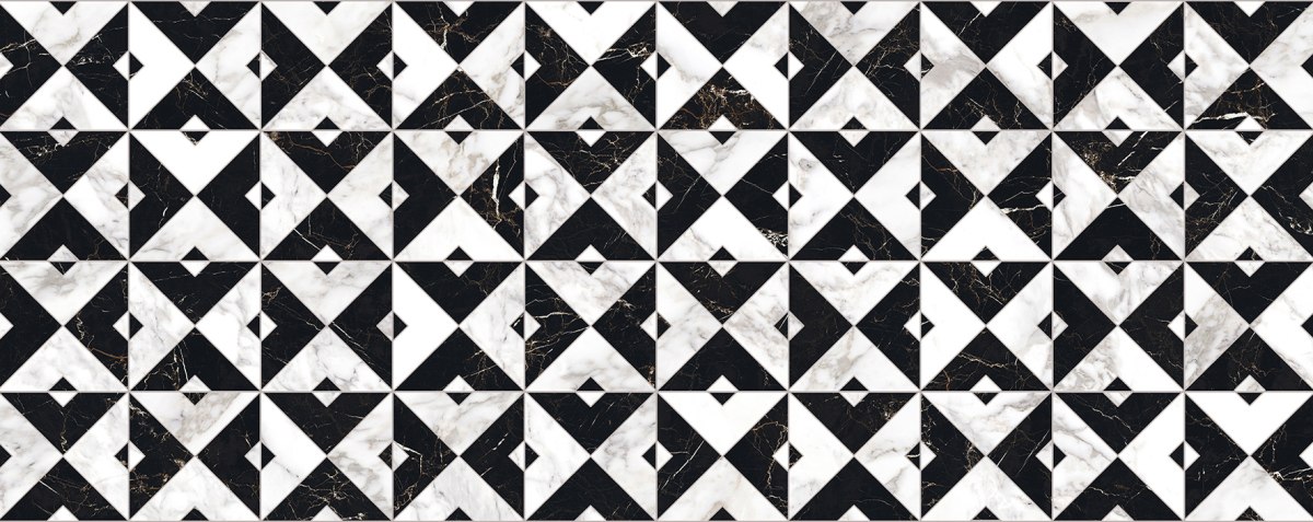 Керамическая плитка Porcelanosa Marmi Deco Cubik 100297174, цвет чёрно-белый, поверхность глянцевая, прямоугольник, 596x1500