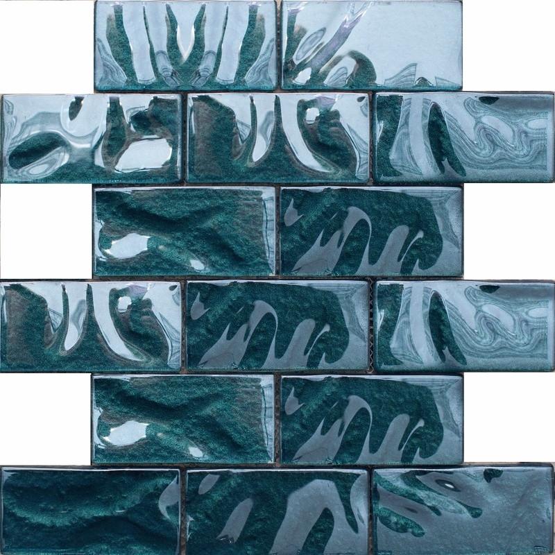 Мозаика NS Mosaic S-828, цвет зелёный, поверхность глянцевая, кабанчик, 248x298
