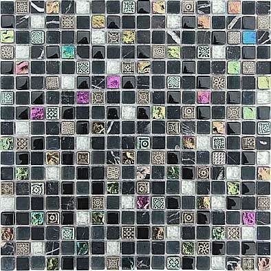 Мозаика Caramelle Mosaic Naturelle Etna 8mm, цвет чёрный, поверхность глянцевая, квадрат, 305x305