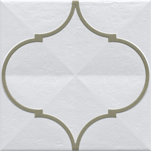 Декоративные элементы Vives Oromo Musgo, цвет белый зелёный, поверхность глянцевая, квадрат, 200x200
