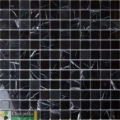 Мозаика Chakmaks Anatolian Stone Black Silk, цвет чёрный, поверхность структурированная, квадрат, 305x305