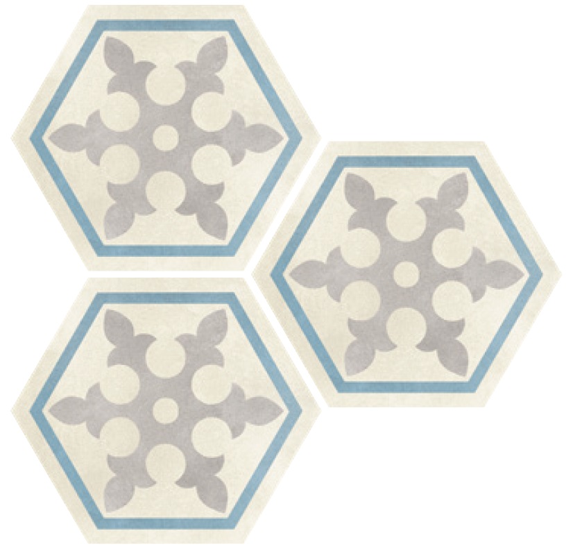 Декоративные элементы Elios Hexagon Flake Beige 00ZE0E4, цвет серый бежевый голубой, поверхность матовая, шестиугольник, 254x292