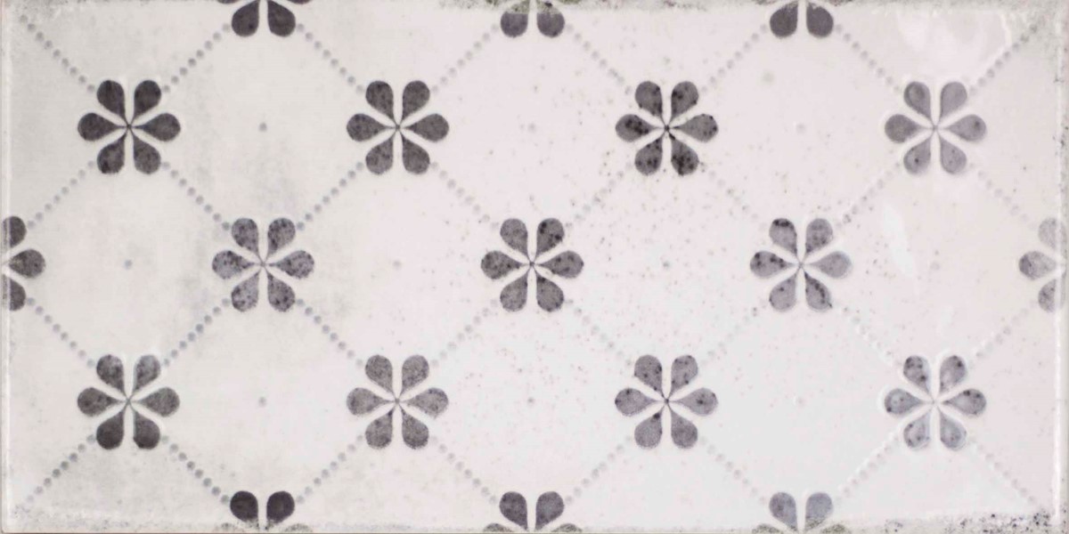 Керамическая плитка Fabresa Decor Vita Nebbia Mix, цвет белый серый, поверхность глянцевая, кабанчик, 100x200