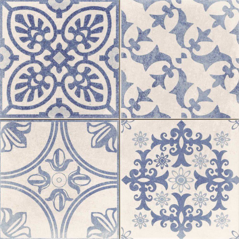 Декоративные элементы Cifre Montblanc Skyros Deco Blanco, цвет белый синий, поверхность сатинированная, квадрат, 442x442