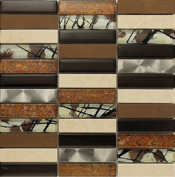Мозаика Intermatex Artist Brown, цвет коричневый, поверхность глянцевая, квадрат, 300x300