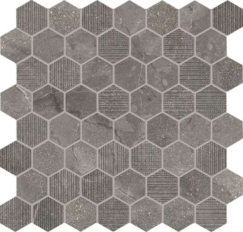 Мозаика Provenza Eureka Mosaico Esagona Moka EF4J, цвет серый тёмный, поверхность матовая 3d (объёмная), шестиугольник, 300x300