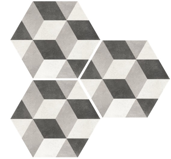 Декоративные элементы Elios Hexagon Cube Dark 00ZE0B9, цвет серый чёрный тёмный, поверхность матовая, шестиугольник, 254x292