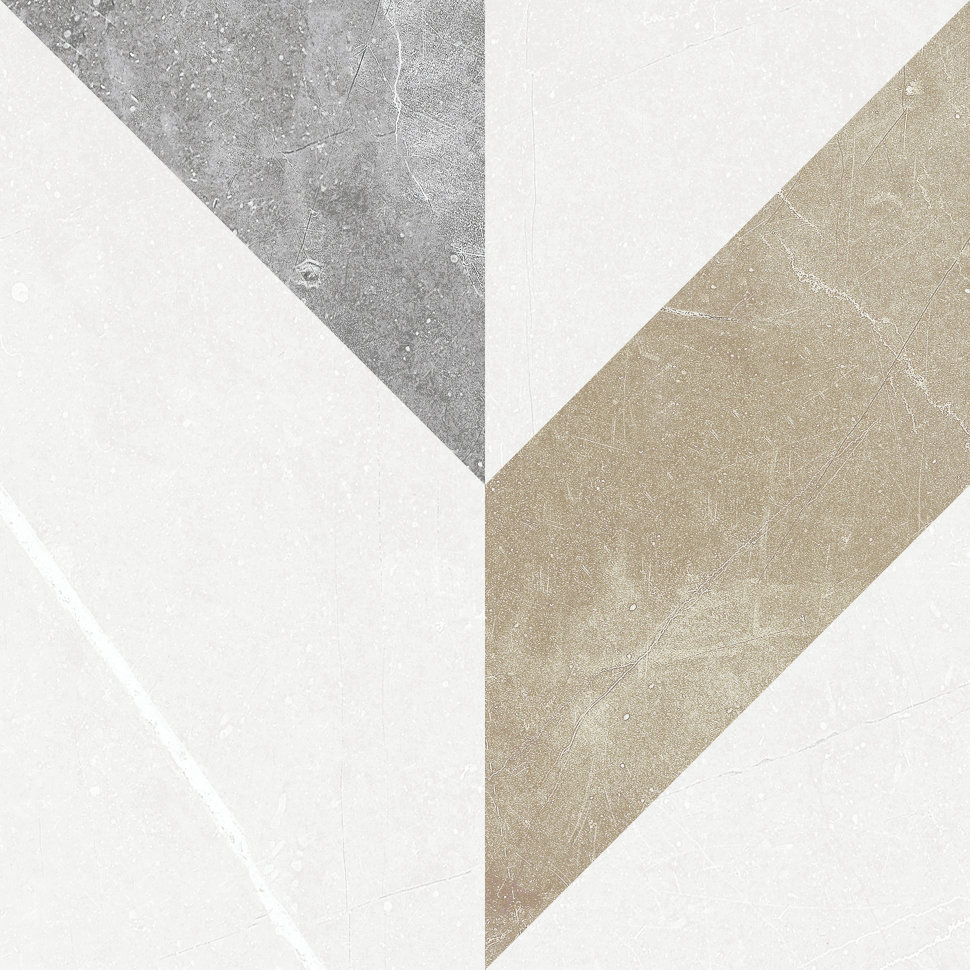 Декоративные элементы Harmony Kyros Decor 27584, цвет белый серый коричневый, поверхность матовая, квадрат, 223x223