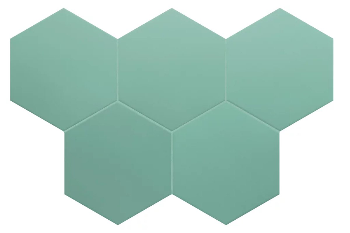 Керамогранит Equipe Coimbra Jade 30633, цвет зелёный, поверхность матовая, шестиугольник, 175x200