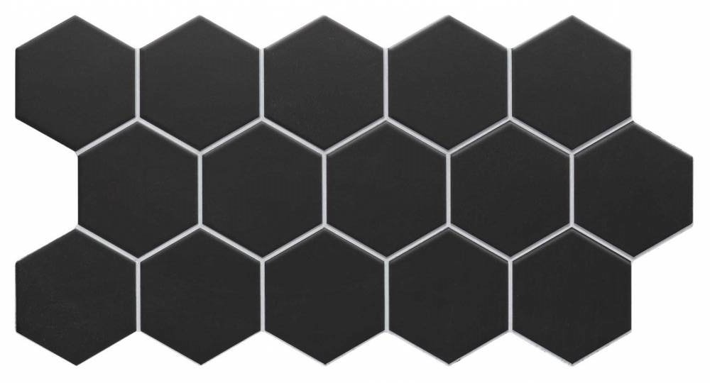 Керамогранит Realonda Hex Black, цвет чёрный, поверхность матовая, прямоугольник, 265x510