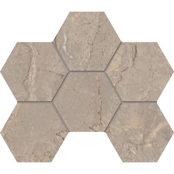 Мозаика Estima Bernini Beige BR02 Hexagon Неполированный 25x28,5 67340, цвет бежевый, поверхность матовая, шестиугольник, 250x285