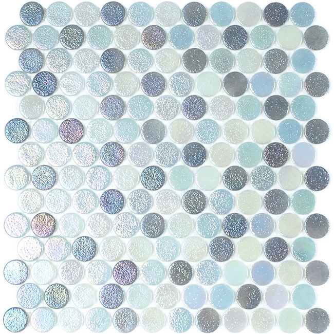 Мозаика Vidrepur Circle Aqua Black Mix, цвет голубой, поверхность глянцевая, квадрат, 300x300