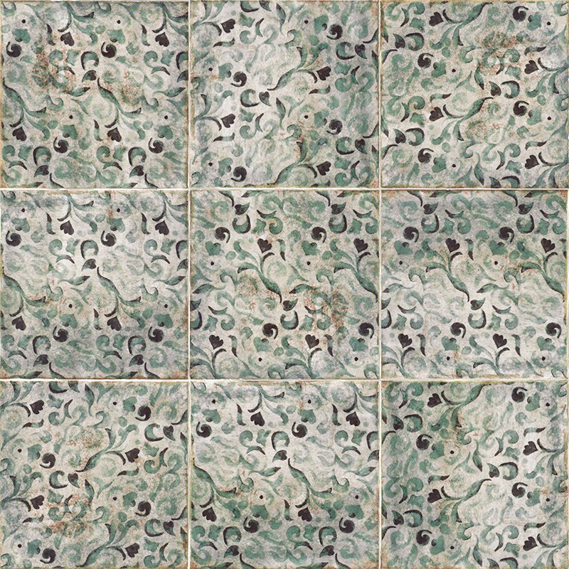 Декоративные элементы Mainzu Decor Savona, цвет зелёный, поверхность глянцевая, квадрат, 200x200