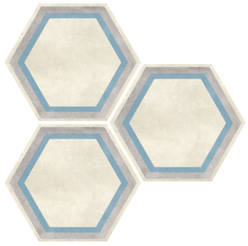 Керамогранит Elios Hexagon Frame Beige 00ZE0C4, цвет белый серый голубой, поверхность матовая, шестиугольник, 254x292