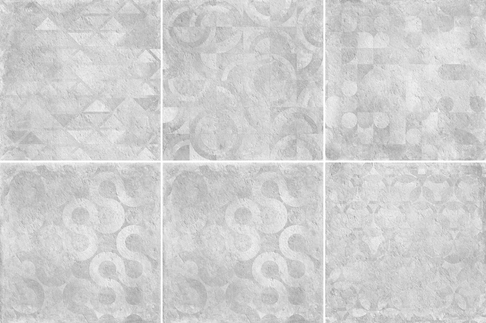 Керамогранит Cerdomus Verve Vintage Grey (6 soggetti Mix) 61934, цвет серый, поверхность матовая, квадрат, 600x600