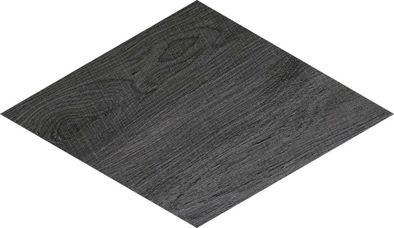 Керамогранит ABK Wood Coal Rombo PF60001107, цвет чёрный тёмный, поверхность матовая, ромб, 300x300