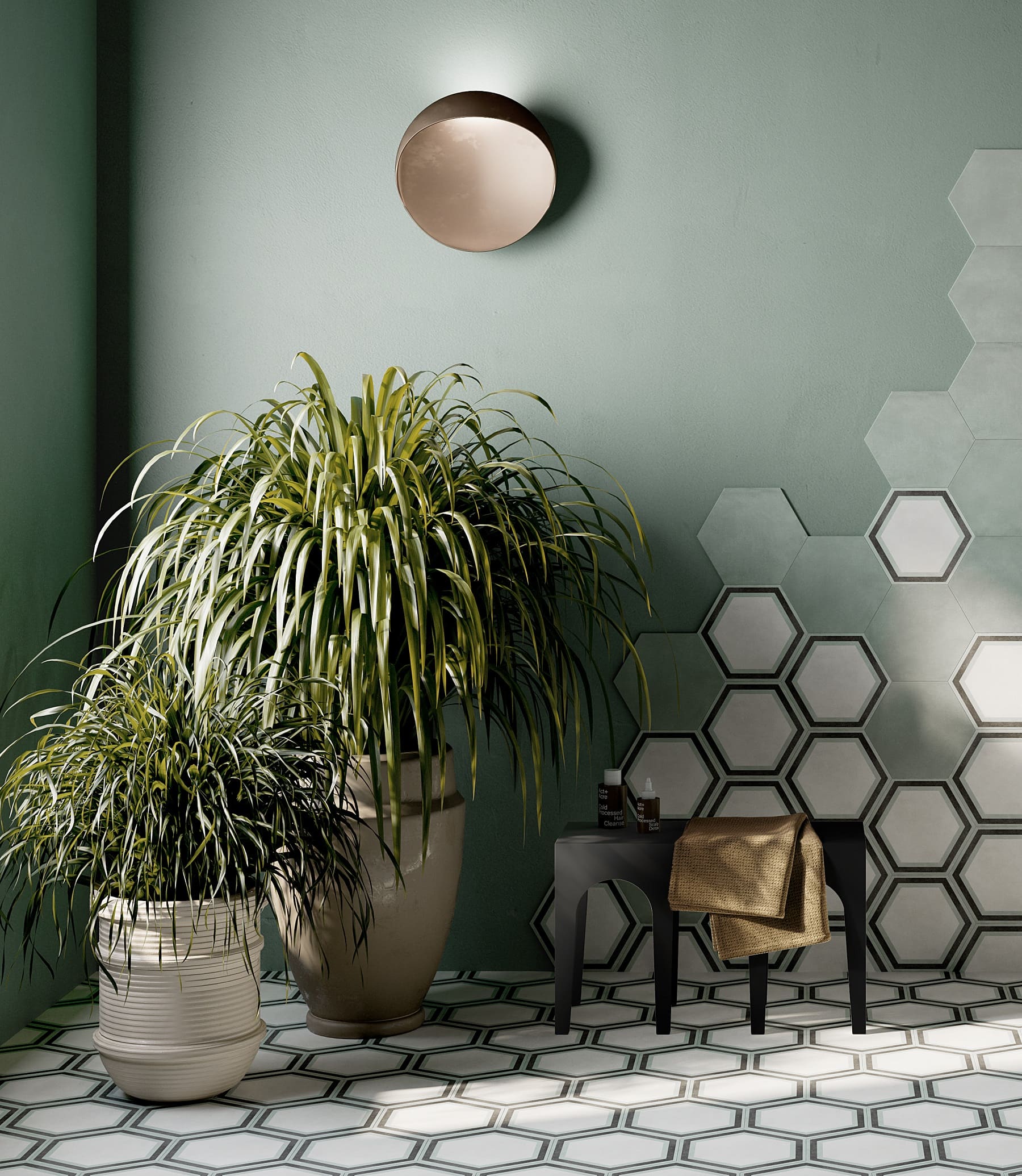 Плитка Elios Hexagon, галерея фото в интерьерах