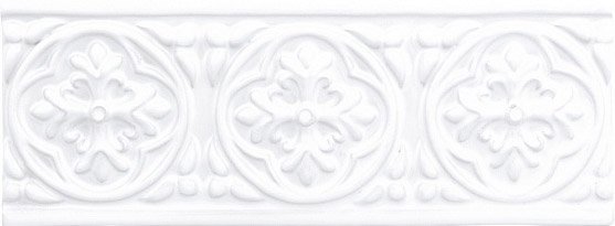 Бордюры Adex ADST4001 Relieve Palm Beach Snow Cap, цвет белый, поверхность глянцевая, прямоугольник, 75x198