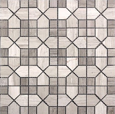 Мозаика Natural Mosaic S-Line KB-P54 (XY-M031G-54P), цвет серый, поверхность полированная, квадрат, 305x305