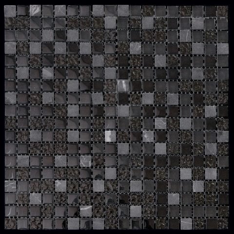 Мозаика Natural Mosaic Pastel 4PST-007 (Стекло Мрамор), цвет чёрный, поверхность глянцевая, квадрат, 298x298