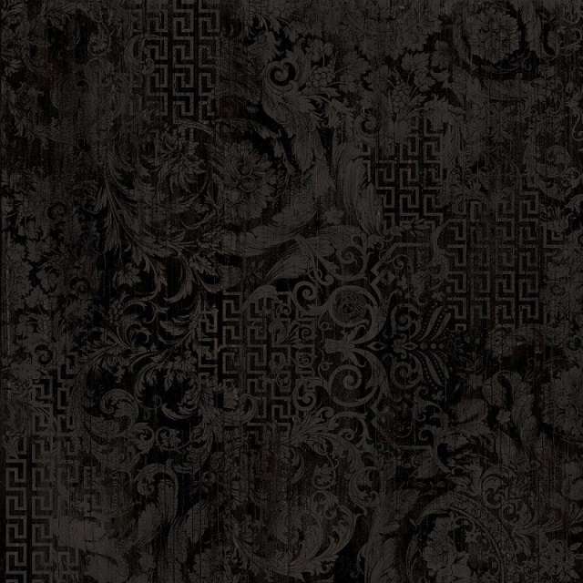 Керамогранит Ступени Versace Eterno Patchwork Carbon 263030, цвет чёрный тёмный, поверхность натуральная, квадрат, 800x800