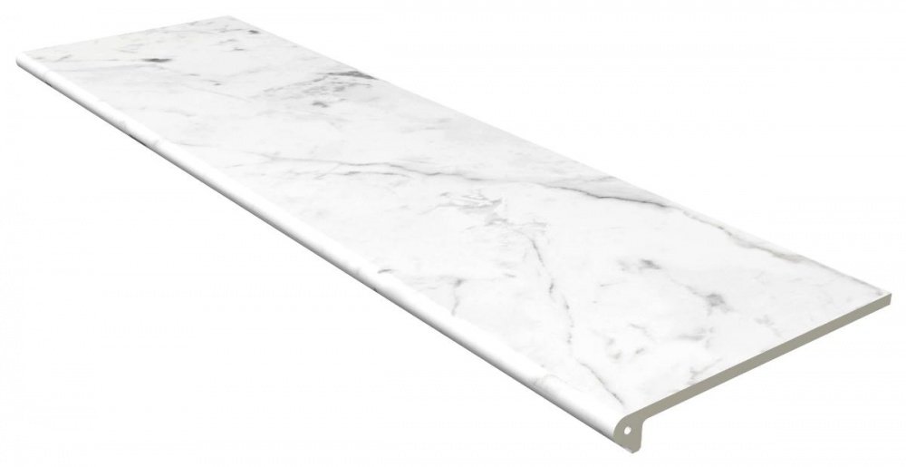Ступени Gres de Aragon Marble Carrara Blanco Peldano Redondeado, цвет белый, поверхность матовая, прямоугольник, 300x1200