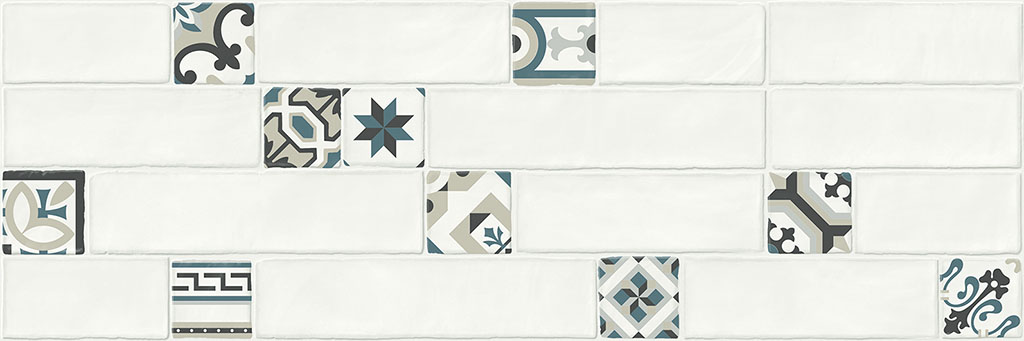 Декоративные элементы Azteca Dec Atelier R90 Muretto, цвет белый бирюзовый, поверхность глянцевая, под кирпич, 300x900