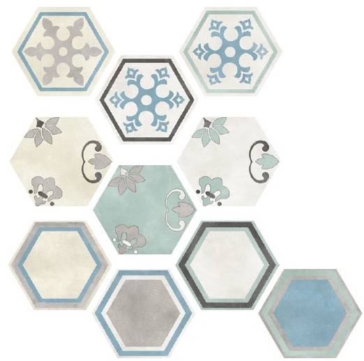 Декоративные элементы Elios Hexagon Mix 00ZE099, цвет разноцветный, поверхность матовая, шестиугольник, 254x292