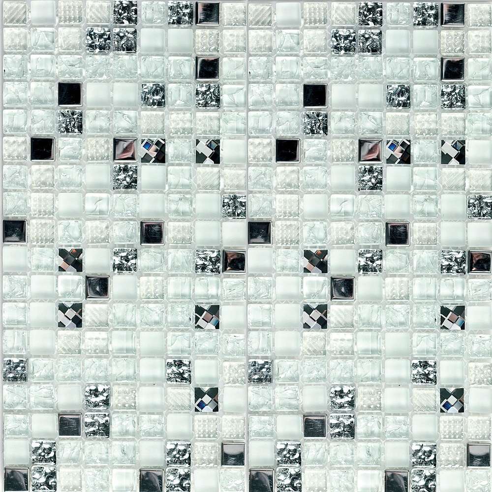 Мозаика Bonaparte Bonaparte Crystal White, цвет белый, поверхность глянцевая, квадрат, 300x300